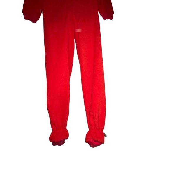 Nick & Nora Red Sock Monkey Pajamas Womens S Footie Unionsuit PJs Costume Solid - Picture 7 of 9